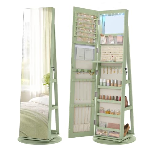 Image of SONGMICS HOME Standing Jewelry Armoire, Full Length Mirror with Storage