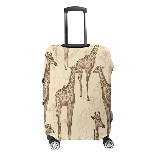 Hand Drawn Giraffes Printed Luggage Cover Protector, Fits 18-32 Inch Luggage4