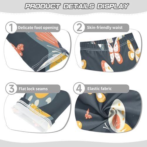 Toddler Girls Leggings Printed Yoga Pants Leggings Grey Yellow Butterfly for Kids3