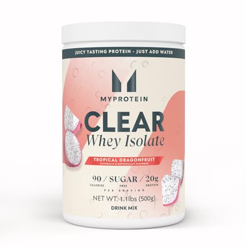 Image of Myprotein Clear Whey Isolate Protein Powder, 20 Servings (1.1lbs) Tropical Dragonfruit, 20g Protein per Serving, Naturally Flavored Drink Mix, Daily Protein Intake for Superior Performance