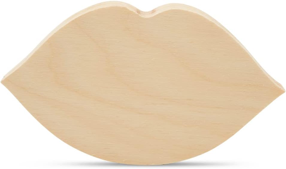 Chunky Lip Cutout 4-inch, Pack of 2 Small Kiss Wooden Valentines Day Decorations for Home Decor & Valentine Crafts, by Woodpeckers