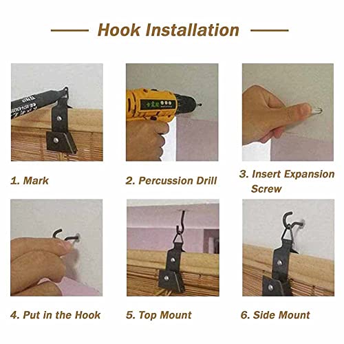 Brown Bamboo Shades Blinds Cordless Roman Window Shades Breathable Natural Reed Curtain For Patio Balcony Pavilion Tea House, Easy To Install #TOP5