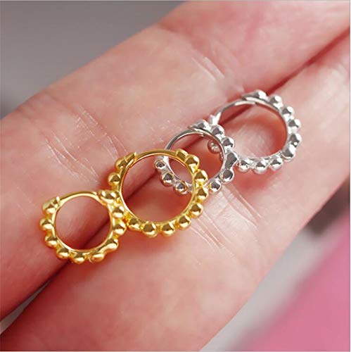 Minimalist Ball Bead Small Hoop Earrings For Women Girls S925 Sterling Silver Pierced Ear Simple Cartilage Tragus Sleeper Earrings Irregular Tiny Dot Hinged Fashion Jewelry (6Mm Silver) #TOP4