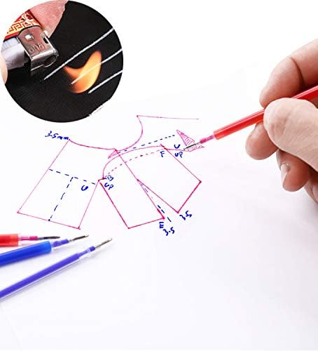 4 Colors Heat Erasable Fabric Pens with 16 Erasable Pen Refills Fabric Marking Pens Heat Erase Pens for Fabric 16