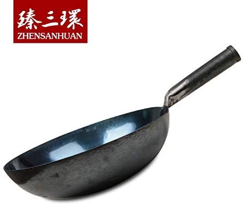 Miniatura 6 de Woks sartén de hierro martillado a mano chinos, antiadherente, sin recubrimiento, menos aceite. Olla de hierro de Zhangqiu, China en la punta de la