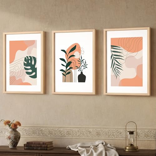 Image of NoWorries Wall decor paintings for living room, Modern art wall frames for home decoration Set of 3 (Tropical pattern) (Theme-Minimalist) (Art-1, 13x19inch)