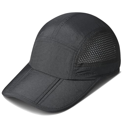 Gadiemkensd Men Outdoor Hat Reflective Folding Running Sport Hats Summer Cool Upf 50 Sun Unstructured Baseball Caps For Men Women Breathable Light Quick Dry Travel Golf Hat Black cover