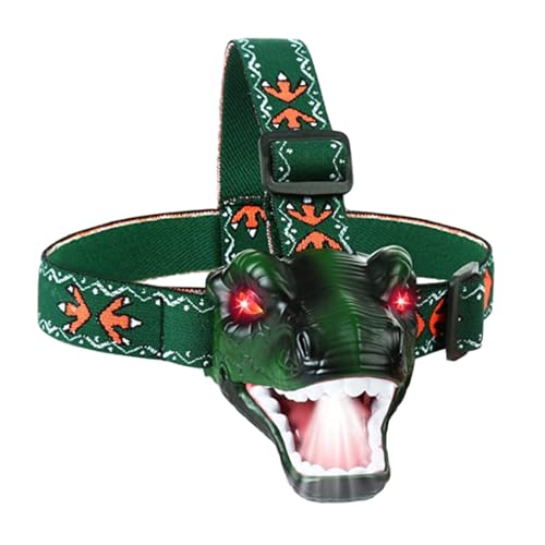 Linterna frontal dinosaurio Qianly para niños con luz LED y música para acampada 7