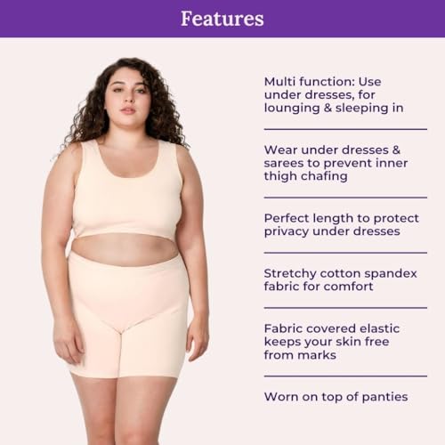 Image of Adira | Under Dress Shots for Women | Plus Size Women Tights Shorts | Soft & Comfy, Knitted Stretchy Fabric | Shorts for Dress | Women Inner Shorts | Plus Size | Pack of 2