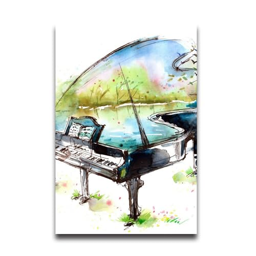 Piano Watercolor Painting Custom Poster Personalized Your Photo Wall Art Poster for Living Room Bedroom 12" x 16"