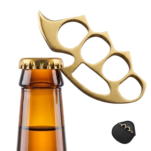 Image of QUALIFT Stainless Steel Bottle Opener - Compact Beer Opener, Cool Gadgets for Men Daily Life, Home, Bar, Kitchen & Travel Camping Tools, Rust-Resistant, Easy to Use (Golden)