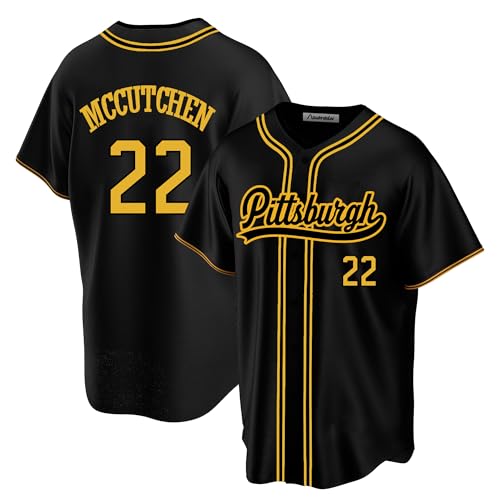 Custom Mens/Women/Youth Pittsburgh Black Andrew McCutchen Baseball Stitched T-Shirt for Sports Fan