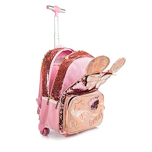 Rolling Backpack 16 Inch Kids Backpack School Backpack, 3 In 1 Bookbag Set For Girls #TOP3