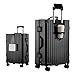 yuweijie Multifunktions Koffer groß Alu-Rahmen Hartschale Trolley Reisekoffer Handgepäck Zwillingsrollen ZahlenSchloss(Schwarz, 73cm,90L)