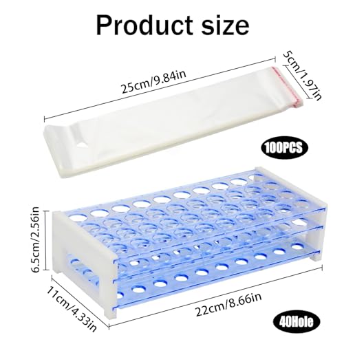 JINJUMEI Pretzel Rod Holder Kit, 40 Holes Pretzel Rod Stand Holder with 100 Pcs Clear Bags, with Bags Kit for Birthday Wedding Christmas Parties