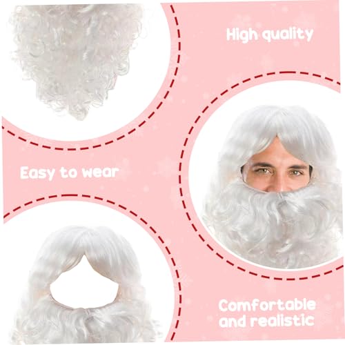 Perruque de Père Noël réutilisable pour homme avec barbe ajustable
