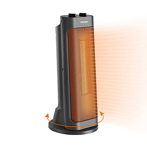 PELONIS PTH15A2BGB 1500W Fast Heating Space Heater, Programmable Thermostat, Easy Control, Widespread Oscillation, Over Heating & Tip-over Switch Protection, 7.72 x 7.72 x 17.76 Inches, Gray , Grey