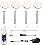 AIBOO LED Under Cabinet Kitchen Lights Plug in Wired 4 Pack with Remote,Warm White Dimmable Under Cupboard Kitchen Lights Mains Powered,Under Counter Light Display for Closet Showcase Wardrobe