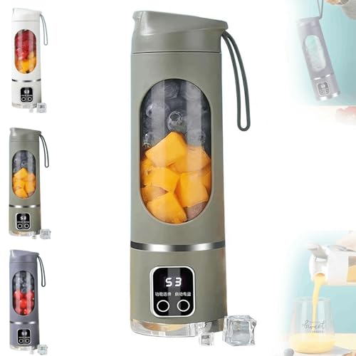 デジタルマルチモードジューサー - スマートLEDディスプレイ、12枚刃USB充電式ミニジューサー、氷やフルーツ用パーソナル450ml、コンパクトでお手入れ簡単、自宅や旅行に最適