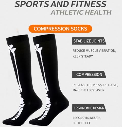 Image of Women's Knee High Compression Socks for Running Work Support Nurses Pregnancy Travel,Colorful Over The Calf Socks,#W402
