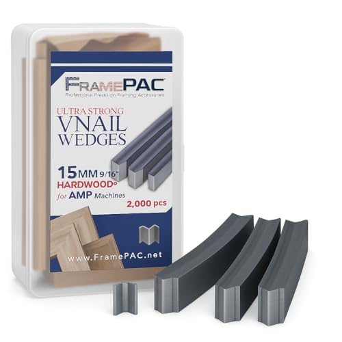 Image of V Nails for Hardwood Picture Frames - 15mm (9 /16 Inch) - [2000 V-Nail Pack, Stacked] - AMP - Ultra Strong Vnail Wedges for Picture Framing - Joining Picture Frame Corners