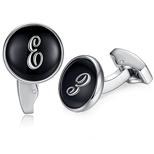Preisvergleich Produktbild Honey Bear Briefe Initialen Buchstabe manschettenknöpfe Herren Edelstahl Hochzeit Cufflinks Manschettenknopf Schwarz (E)