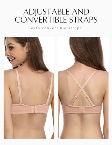 Image of Deyllo Women's Push Up Underwire Bra Super Padded T-Shirt Bra Add Two Cups
