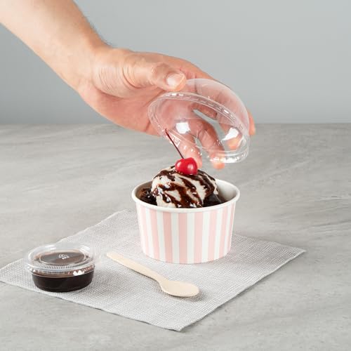 Image of Coppetta 8-Ounce Dessert Cups, 50 Disposable Ice Cream Cups - Lids Sold Separately, Sturdy, Pink And White Paper FroYo Bowls, For Hot And Cold Foods, Perfect For Gelato Or Mousse - Restaurantware