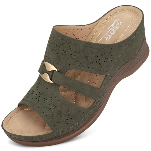 Image of SHIBEVER Wedge Sandals for Women Dressy: Comfortable Slip On Summer Sandal
