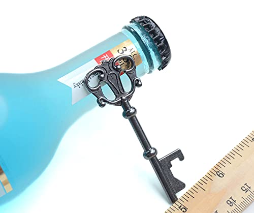 50Pcs Black Skeleton Key Beer Bottle Opener With 100 Pcs Thank You Card And 98 Feet Hemp Rope For Wedding Party Favors (Black-White Cards) #TOP2