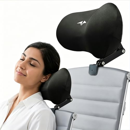 Image of Ergonomic Adjustable Headrest Pillow for Office & Standard Chairs Memory Foam Neck Support Cushion, 3D Mesh Breathable Design, Tilt & Height Adjustable for Comfortable Posture and Pain Relief