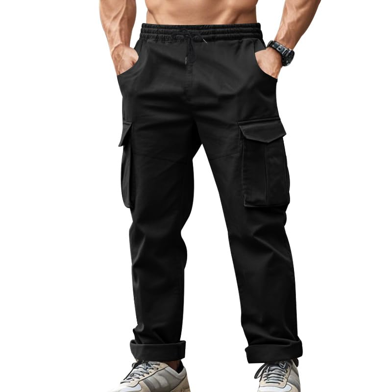 Men's Cargo Pants Military Tactical Athletic Sweatpants Pockets Drawstring Casual Baggy Joggers Outdoor Pants