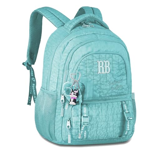Mochila Feminina Juvenil Escolar Costa RB Original Chaveiro (Azul)