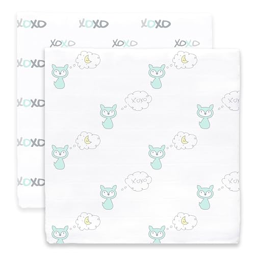 Image of SwaddleDesigns Cotton Muslin Swaddle Blankets, Set of 2, Love You to The Moon and Back!