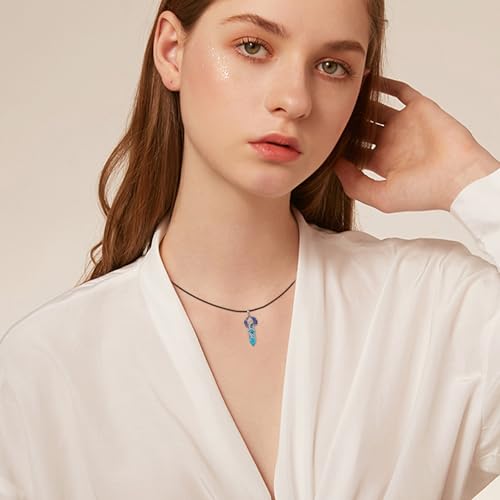 Horse/Phoenix/Owl/Dog/Cow/Fox Necklace Sterling Silver Turquoise/Dalmatian Pendant Crystal Necklace Horse Jewelry Gifts for Women2