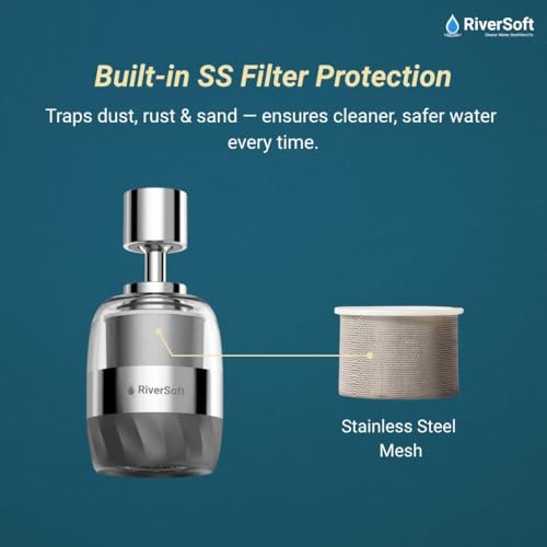 Image of RiverSoft Ecoblu NEO EB-06 Tap Extension for Kitchen Sink | 3 Flow Modes| Built-in Filter | 720 Rotatable Kitchen Tap Extender | Water-Saving Faucet Extension for Kitchen