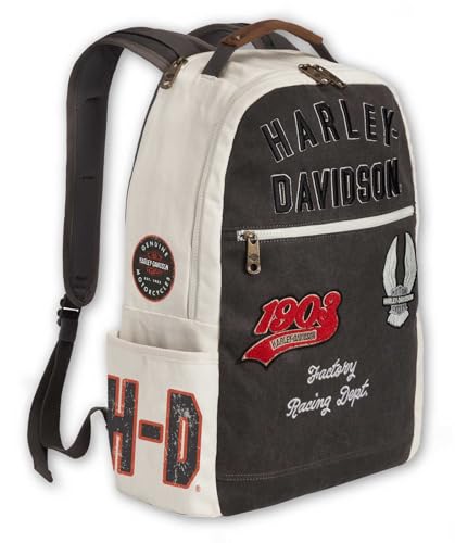Harley-Davidson Multiple Patches & Logos Vintage Backpack, Durable Canvas2