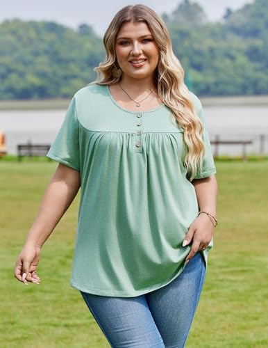 Image of IN'VOLAND Plus Size Tops for Women Short Sleeve Shirts Dressy Casual Tunics