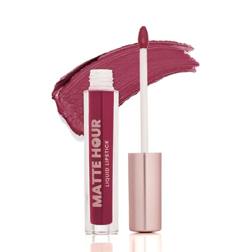 Image of Swiss Beauty Matte Hour Liquid Lipstick | Non-Transfer Formula | Highly Pigmented | Up To 10-Hour Wear | Waterproof & Smudge-Proof | Enriched with Vitamin | Shade-6. Berry Fizz, 4.2ml