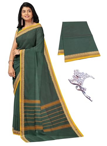 Image of Women's Chettinad Cotton Sarees | Handloom Saree with Blouse | Pure Cotton Sarees for Women Daily use and All Occasion Wear| Soft, Comfort Cotton Saree