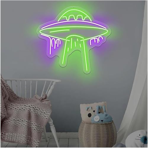 Lampe néon UFO de 38 cm alimentée par câble avec variateur de lumière pour éclairage sur mesure