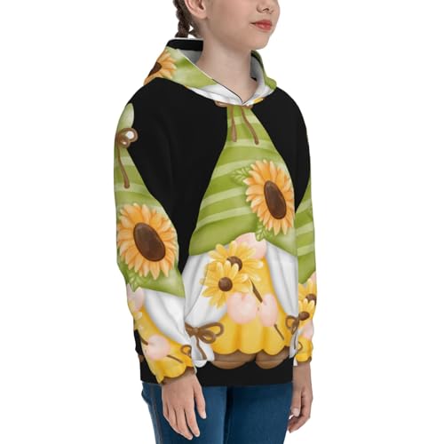 Sunflower Gnomes Kids Pullover Hoodies Boys Sweatshirts Girls Athletic Clothes with Pocket3