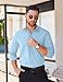 COOFANDY Men's Casual Button Down Shirt Untucked Shirts Long Sleeve Dress Shirt Light Blue