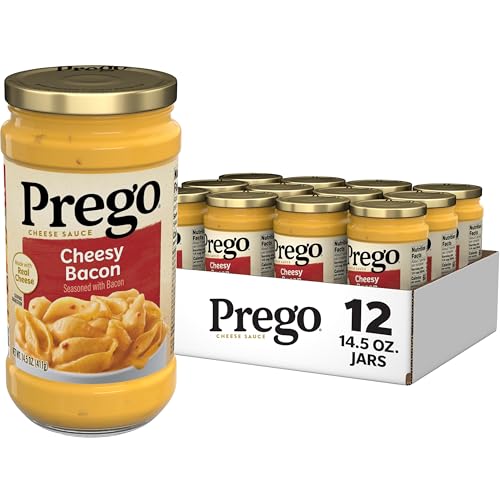 Prego Cheesy Bacon Cheddar Cheese Sauce, 14.5 oz Jar, 12 Pack