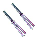 2 Pieces Butterfly Combs Stainless Steel Folding Training Practice Combs Hair Styling Tools for Spor