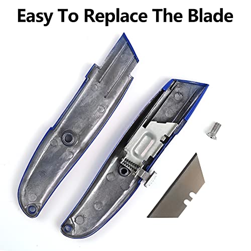 Image of DIYSELF 2 Pack Utility Knife, All Metal Retractable Box Cutters (Blue) | Aluminum Alloy Heavy Duty Utility Knives for Packaging, Paper, Leather and Plastic; PVC Pipe Cutter for Work and DIY Projects