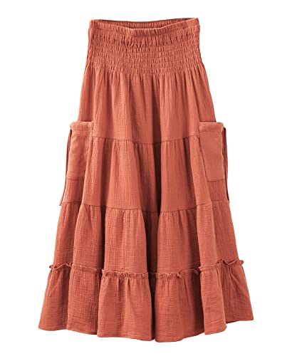Amazhiyu Womens Maxi Boho Skirt Summer Flowy Renaissance Skirt with Pockets2