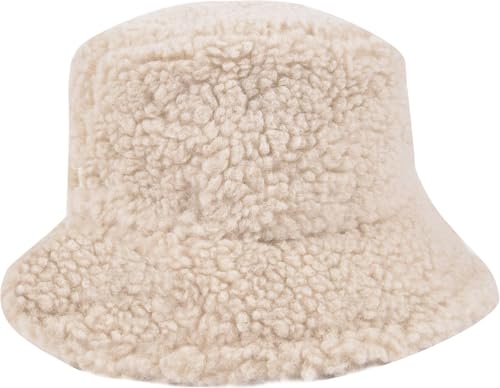 Sombreros de Pescador Invierno,Felpa Sombrero Pescador,Sombrero Mujer Invierno Suave Esponjoso Cálido y a Prueba de Viento Bucket Hat Sombreros de Winter para Mujer Gorra de Pescador (Beige)