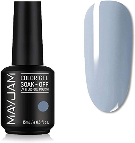 MAYJAM Gel Nagellack 15ML Gel Nägel UV LED Soak Off Gel Polish Semi-Permanent Nail Polish Maniküre Salon DIY zu Hause - Nagellack ja Ideal für Vier Jahreszeiten und Geschenk - Blau Cover