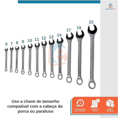 Kit 14 Peças Jogo de Chave Combinada Boca e Estrela 6 a 22mm - Starfer